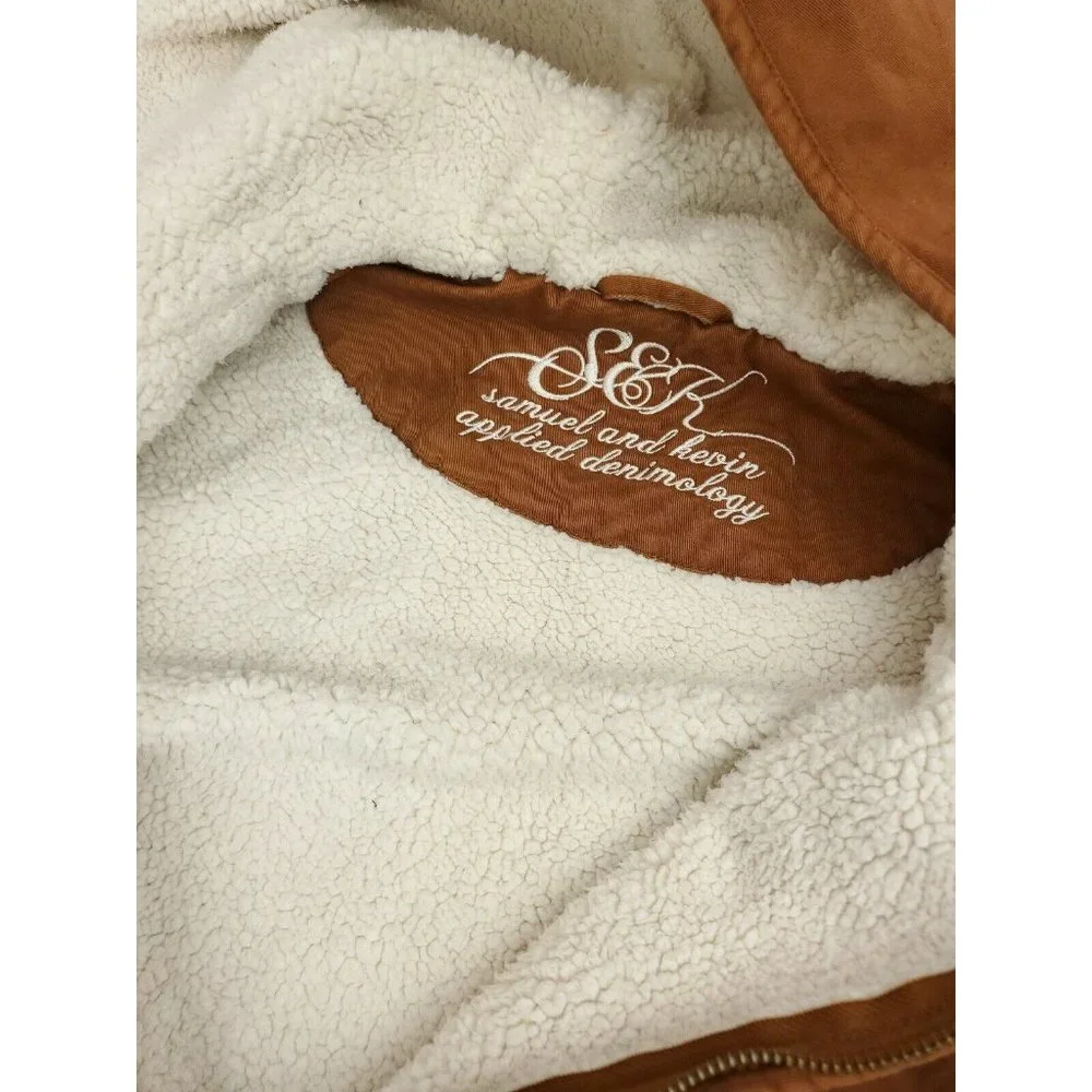 Womens SAMUEL & KEVIN Brown hooded coat jacket size M